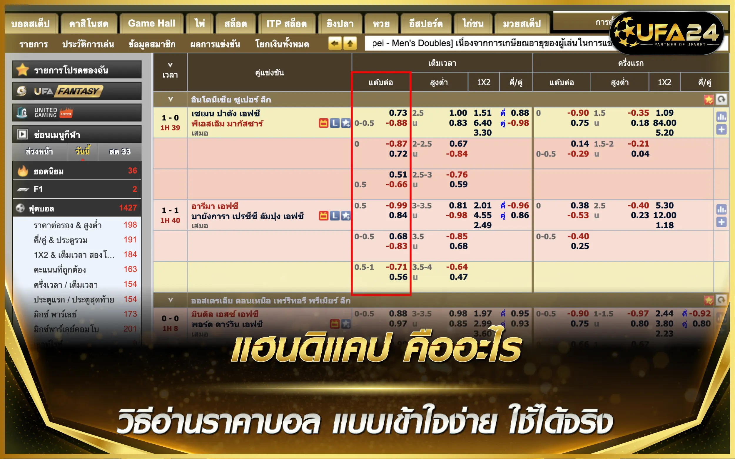 แฮนดิแคป คืออะไร วิธีอ่านราคาบอล แบบเข้าใจง่าย ใช้ได้จริง
